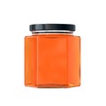 Hexagonal Honey Jar Mock Up Isolated on White Background.