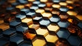 Hexagonal honeycomb abstract background. Generative AI. Royalty Free Stock Photo