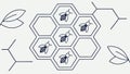 Hexagonal Honeycomb Pattern Vector with Multiple Bees, vector design Generative AI Royalty Free Stock Photo