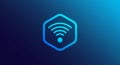 Hexagonal icon featuring a stylized wireless signal symbol, depicted in blue tones. The Royalty Free Stock Photo