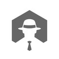 Hexagonal Incognito Icon, Hacker Logo Design, Man With Fedora Hat Logo, Secret Agent Icon Concept