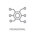 Hexagonal Interconnections linear icon. Modern outline Hexagonal