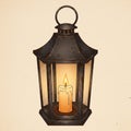 Hexagonal lantern with a dark, weathered metal frame. It features glass panels and an Royalty Free Stock Photo
