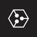 Hexagonal linked dots arrow line logo vector
