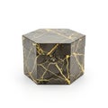 Hexagonal marble box isolated on white background Royalty Free Stock Photo