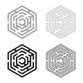 Hexagonal Maze Hexagon maze Labyrinth with six corner icon set black color vector illustration flat style image Royalty Free Stock Photo