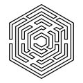 Hexagonal Maze Hexagon maze Labyrinth with six corner icon black color outline vector illustration flat style image