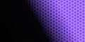 Abstract Shining Hexagonal Mesh Texture in Black and Purple Gradient Background Royalty Free Stock Photo