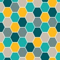 Hexagonal mesh seamless pattern. Abstract mosaic background. Geometric ornament. Design elements. Vector illustration. Royalty Free Stock Photo