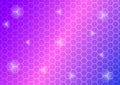 Abstract Shining Hexagons Mesh in Pink, Blue and Purple Background