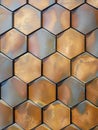 Hexagonal metal tiles for interior decoration
