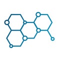 Hexagonal molecule badge. Molecular structure logo, molecular grids and chemistry hexagon molecules templates. Dna macromolecule,