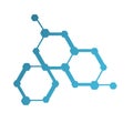 Hexagonal molecule badge. Molecular structure logo, molecular grids and chemistry hexagon molecules templates. Dna macromolecule,