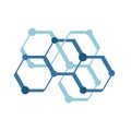 Hexagonal molecule badge. Molecular structure logo, molecular grids and chemistry hexagon molecules templates. Dna macromolecule,