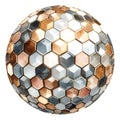 A Hexagonal Mosaic Disco Ball with Gold, Silver, and Gray Royalty Free Stock Photo