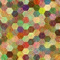 Colorful hexagonal mosaic with knitted effect