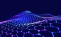 Hexagonal nano grid. Molecular network of connected honeycombs. Neural network. Concept of nanotechnology and big data