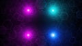 Hexagonal neon lights in dark background Royalty Free Stock Photo