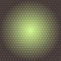 Hexagonal pattern background with glowing green center and gradient effect on brown honeycomb texture overlay Royalty Free Stock Photo