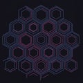 Hexagonal pattern composed of multiple interconnected outlines creating a Royalty Free Stock Photo