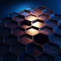 Hexagonal pattern in a 3D design with a honeycomb-like structure. Made of textured Royalty Free Stock Photo