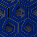 Hexagonal pattern featuring interlocking blue and gray shapes. The design creates a Royalty Free Stock Photo
