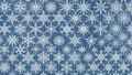 Hexagonal pattern featuring intricate white snowflakes on a blue background Royalty Free Stock Photo