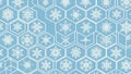 Hexagonal pattern featuring intricate white snowflakes on a light blue Royalty Free Stock Photo