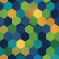 Hexagonal pattern featuring vibrant colors in varying shades of blue, Royalty Free Stock Photo
