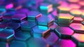 Hexagonal pattern glowing with vibrant neon light Royalty Free Stock Photo