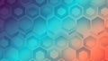 Hexagonal pattern in a gradient background transitioning from blue to red Royalty Free Stock Photo