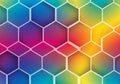 Hexagonal pattern with a gradient color scheme. Each hexagon features a smooth transition of Royalty Free Stock Photo