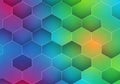 Hexagonal pattern with gradient colors transitioning between green, blue, orange, and purple. Each Royalty Free Stock Photo