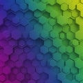 Hexagonal pattern in a gradient spectrum of colors transitions from blue on the left to Royalty Free Stock Photo