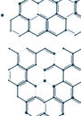 Hexagonal pattern of interconnected lines and nodes, resembling a molecular or Royalty Free Stock Photo