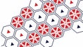 Hexagonal Pattern with Red and Blue Triangles, vector design Generative AI Royalty Free Stock Photo