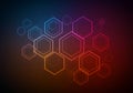 Hexagonal patterns overlap on a gradient background transitioning Royalty Free Stock Photo
