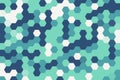 Hexagonal pixelated pattern in green Tosca with a structured geometric design. Abstract background concept