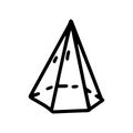 hexagonal pyramid line vector doodle simple icon Royalty Free Stock Photo