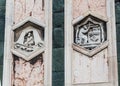 The hexagonal Reliefs on the Giottos Campanile Royalty Free Stock Photo