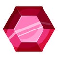 Hexagonal ruby icon, cartoon style