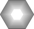 6 sided polygon line 18 concentric different thicknesses inside thinner, outside thicker Royalty Free Stock Photo