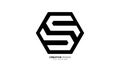 Hexagonal shape letter S with negative space monogram logo Royalty Free Stock Photo