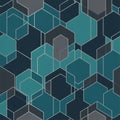Hexagonal shapes create a repeating pattern in shades of teal, dark Royalty Free Stock Photo