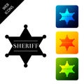 Hexagonal sheriff star icon isolated. Sheriff badge symbol. Set icons colorful square buttons Royalty Free Stock Photo