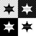 Hexagonal sheriff star icon isolated on black, white and transparent background. Sheriff badge symbol. Vector