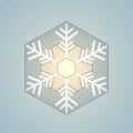 Hexagonal snowflake design featuring symmetrical branches radiating from a central Royalty Free Stock Photo