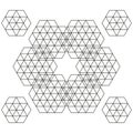 Hexagonal star pattern. Interlocked triangle grid. Abstract vector structure. Symmetrical mesh form. Royalty Free Stock Photo