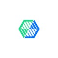 Hexagonal striped logo for biotechnology company