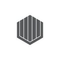 Hexagonal stripes geometric shield logo vector